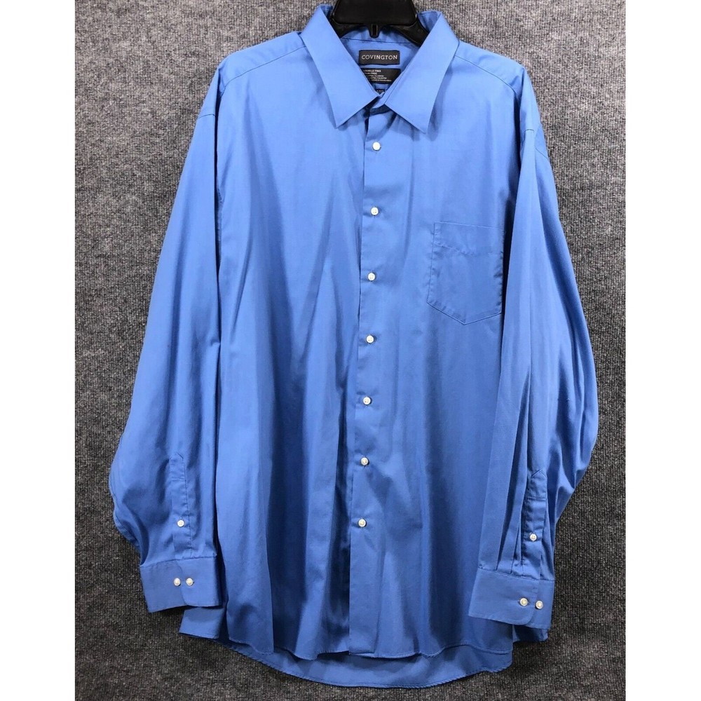 Covington Dress Shirt Men's Size 18-18 1/2‎ 2XL Blue Casual Button Down Collared